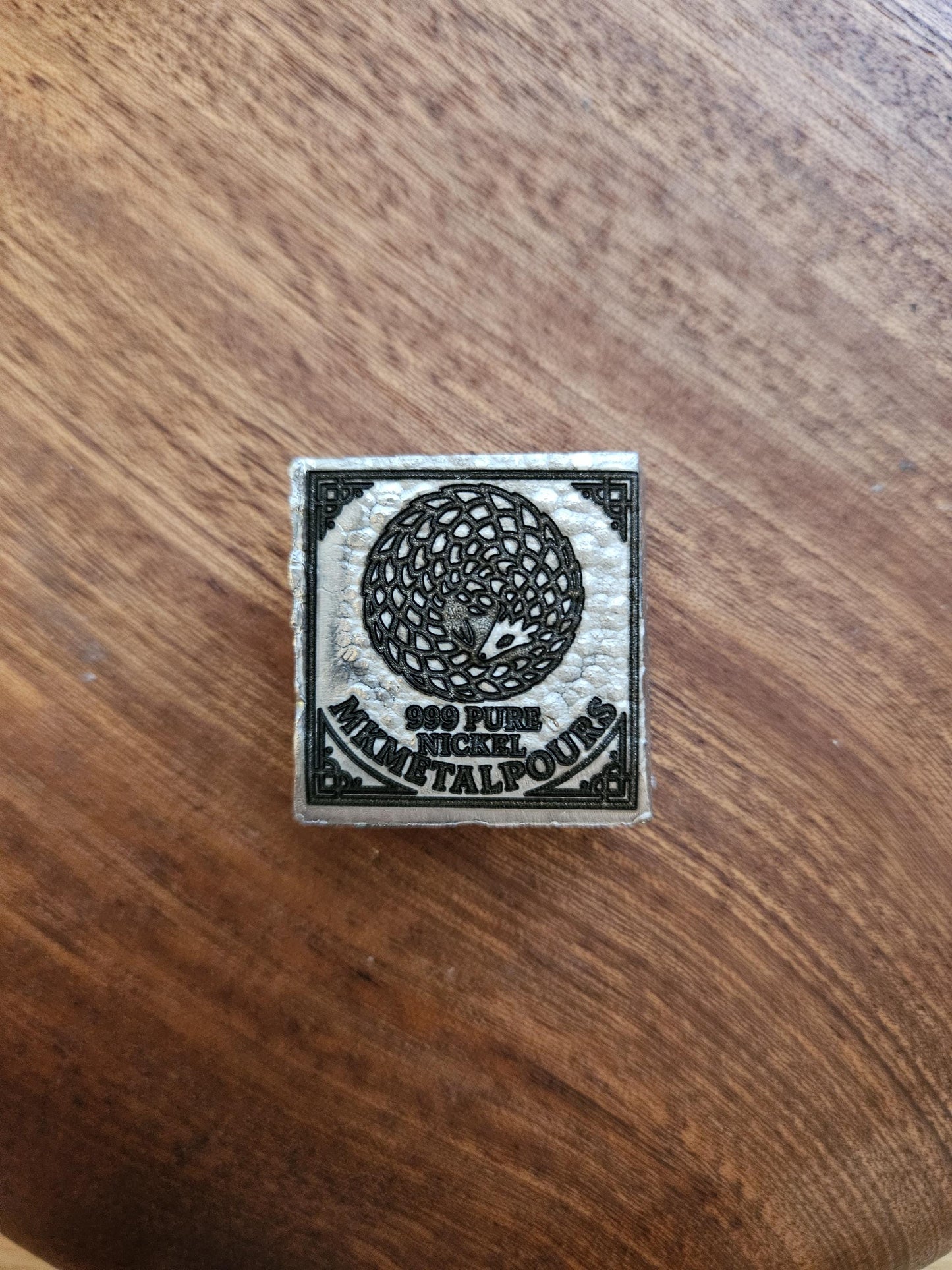 Unique Pangolin Design on 60g .999 Fine Nickel Chunk - Laser-Engraved Art Piece