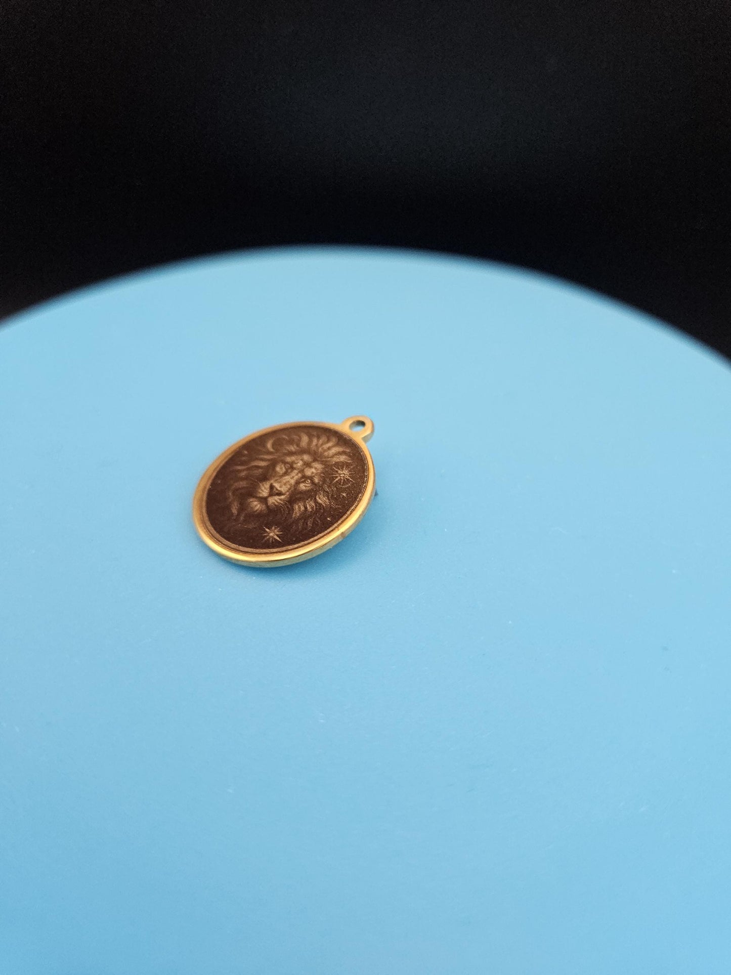 Celestial Lion Pendant – Engraved 18K Gold Plated Charm | Zodiac Leo Medallion | Hand-Finished Laser Etching