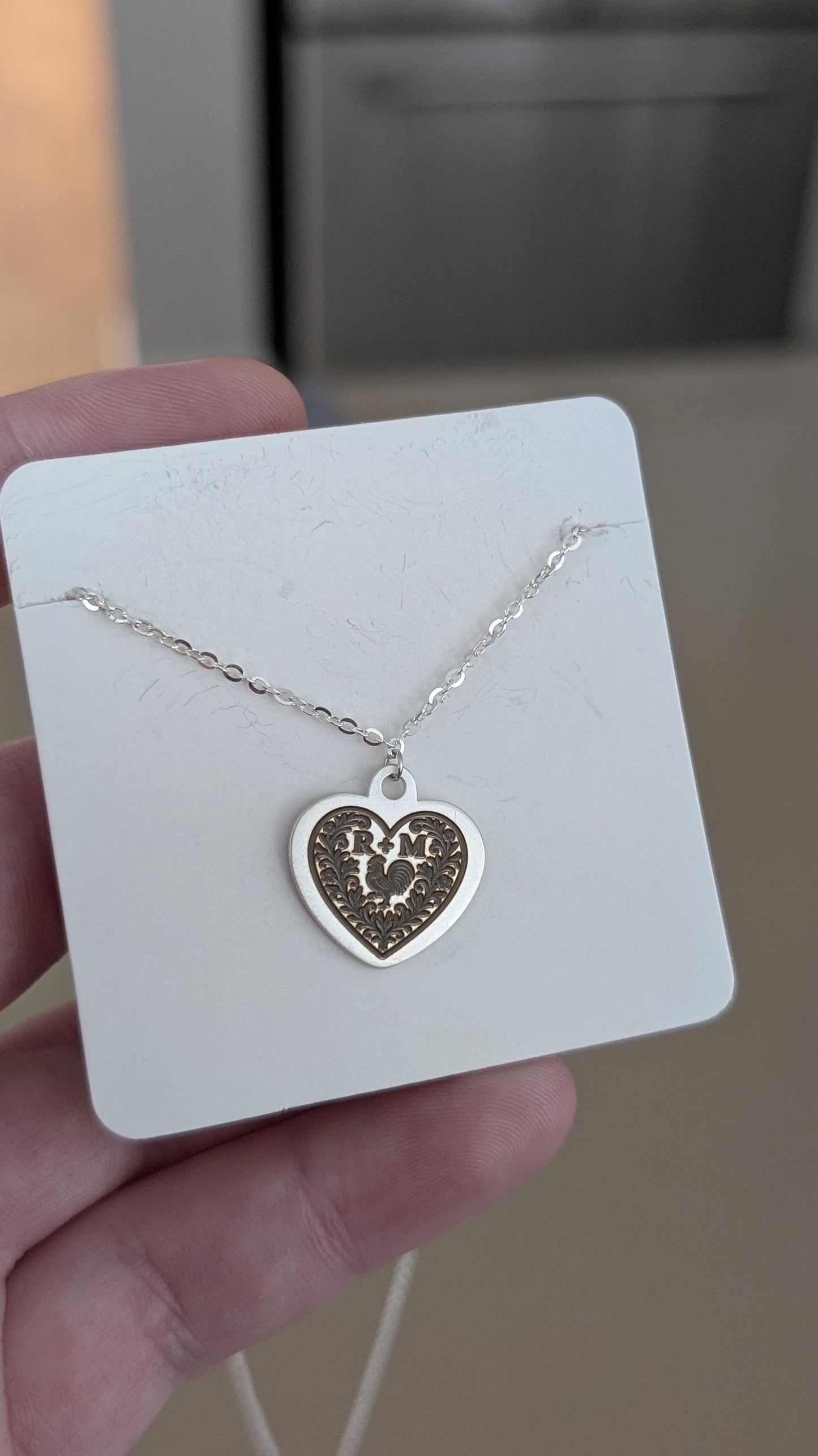 Personalized Silver Heart Necklace