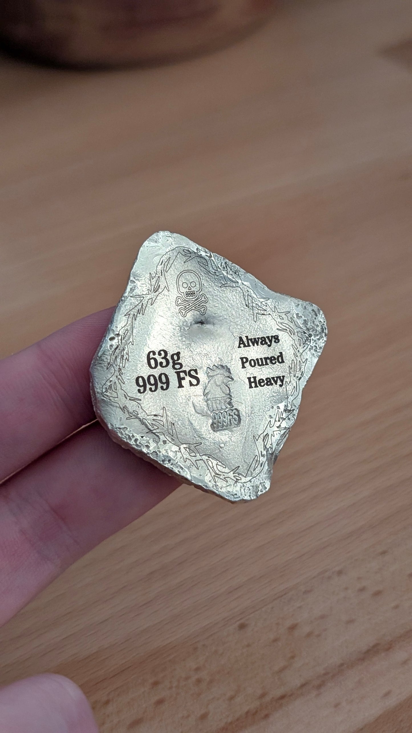 Hand Poured Silver Bar – 63g .999 Fine Silver