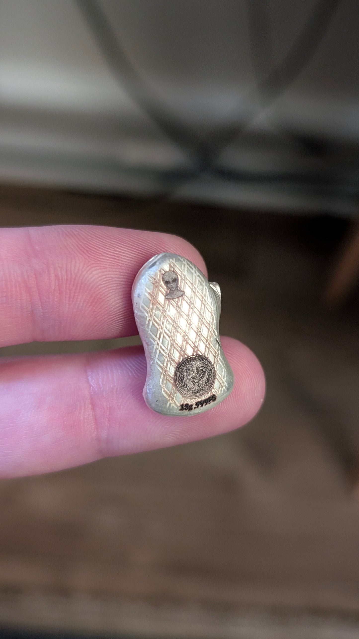 Alien Head .999 Fine Silver Hand Poured Bar