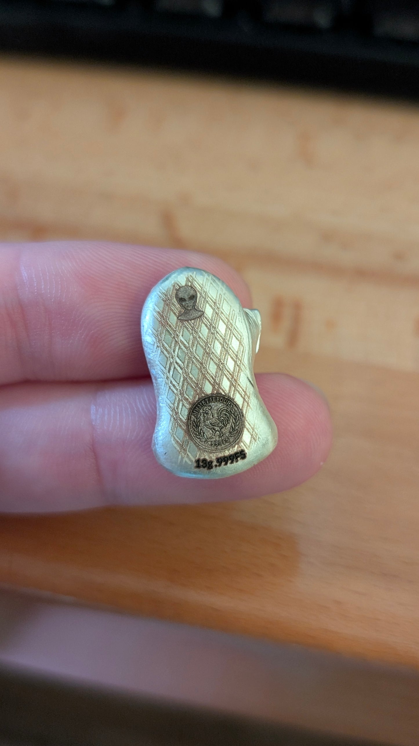 Alien Head .999 Fine Silver Hand Poured Bar