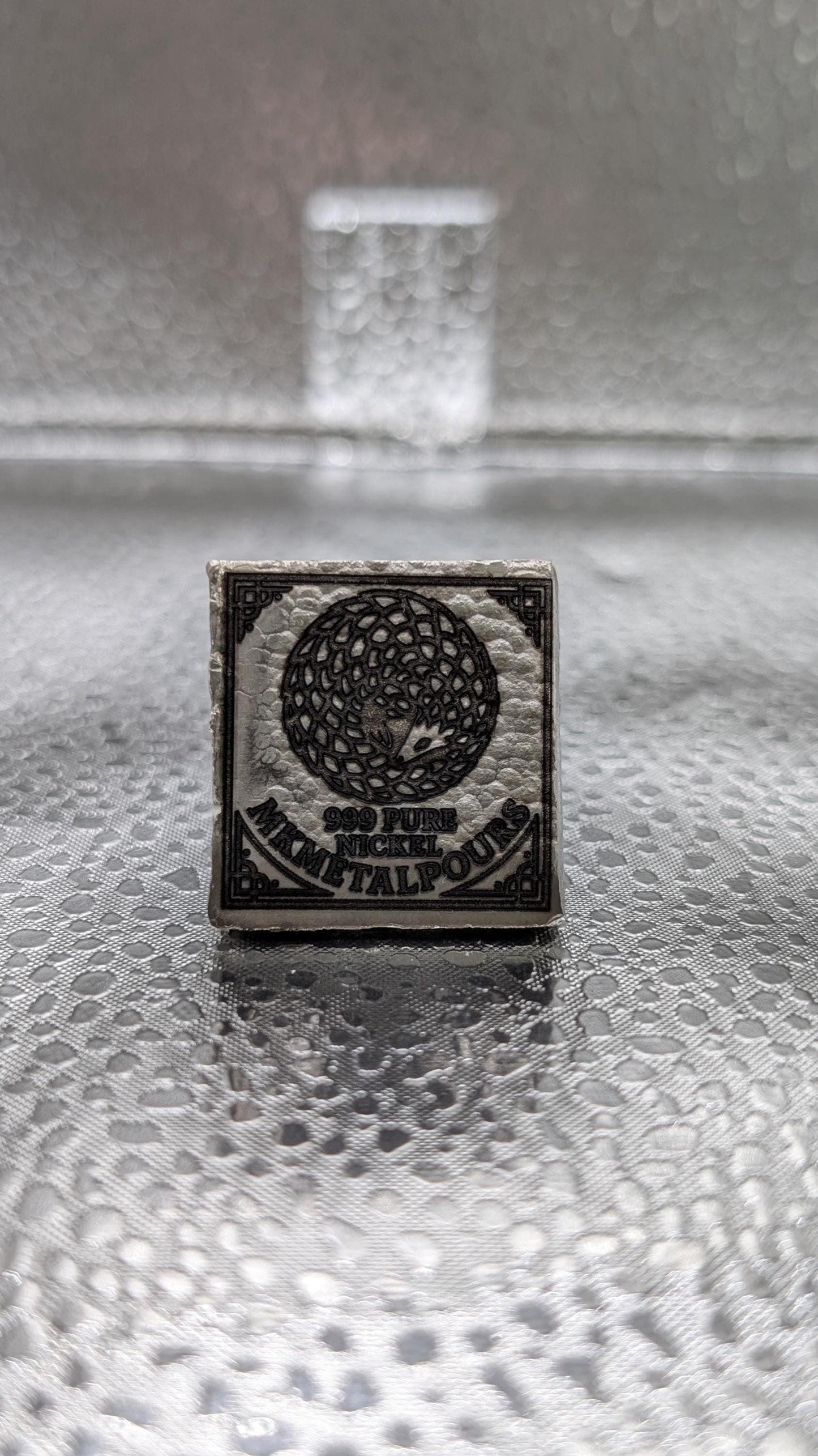 Unique Pangolin Design on 60g .999 Fine Nickel Chunk - Laser-Engraved Art Piece
