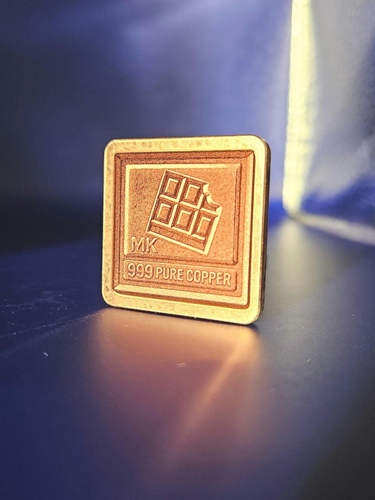 Unique Copper Bullion Bar with Playful 'Chocolate Bite' Detailing
