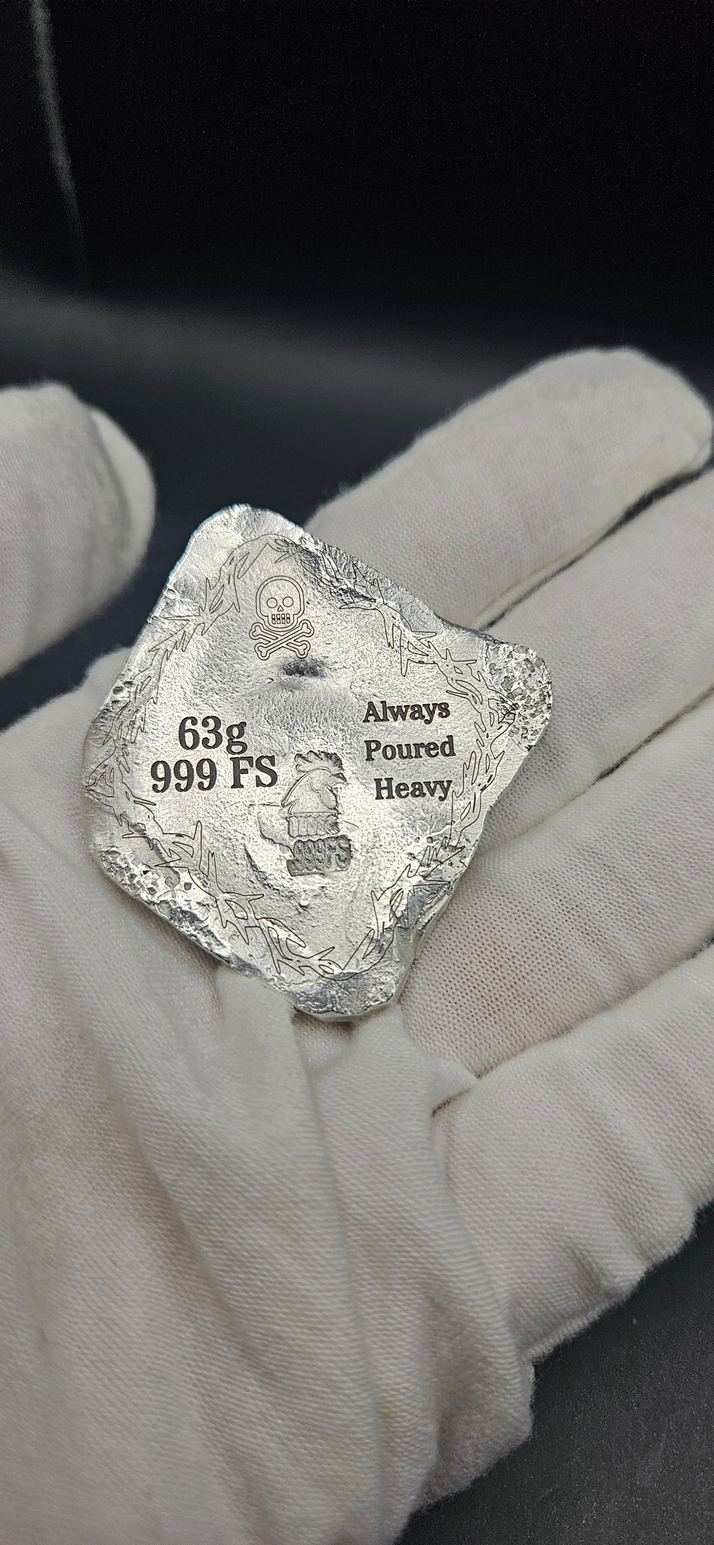 Hand Poured Silver Bar – 63g .999 Fine Silver
