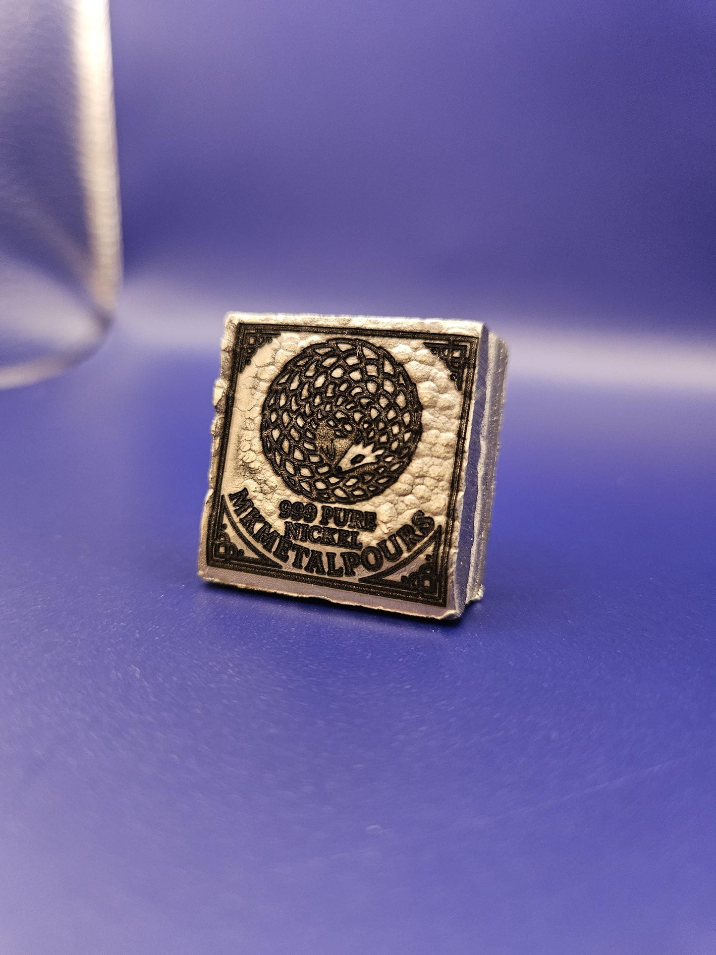 Unique Pangolin Design on 60g .999 Fine Nickel Chunk - Laser-Engraved Art Piece