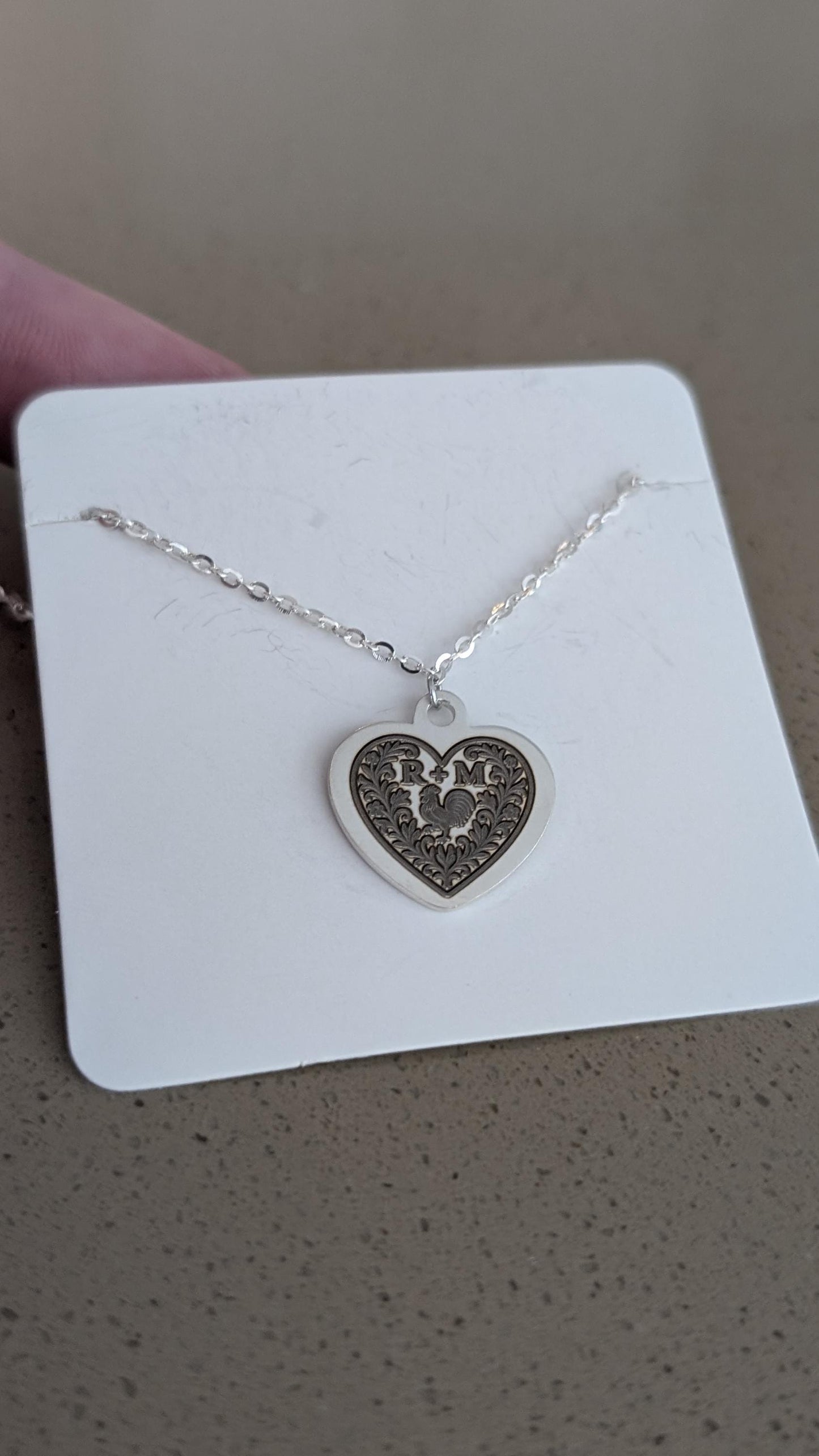 Personalized Silver Heart Necklace