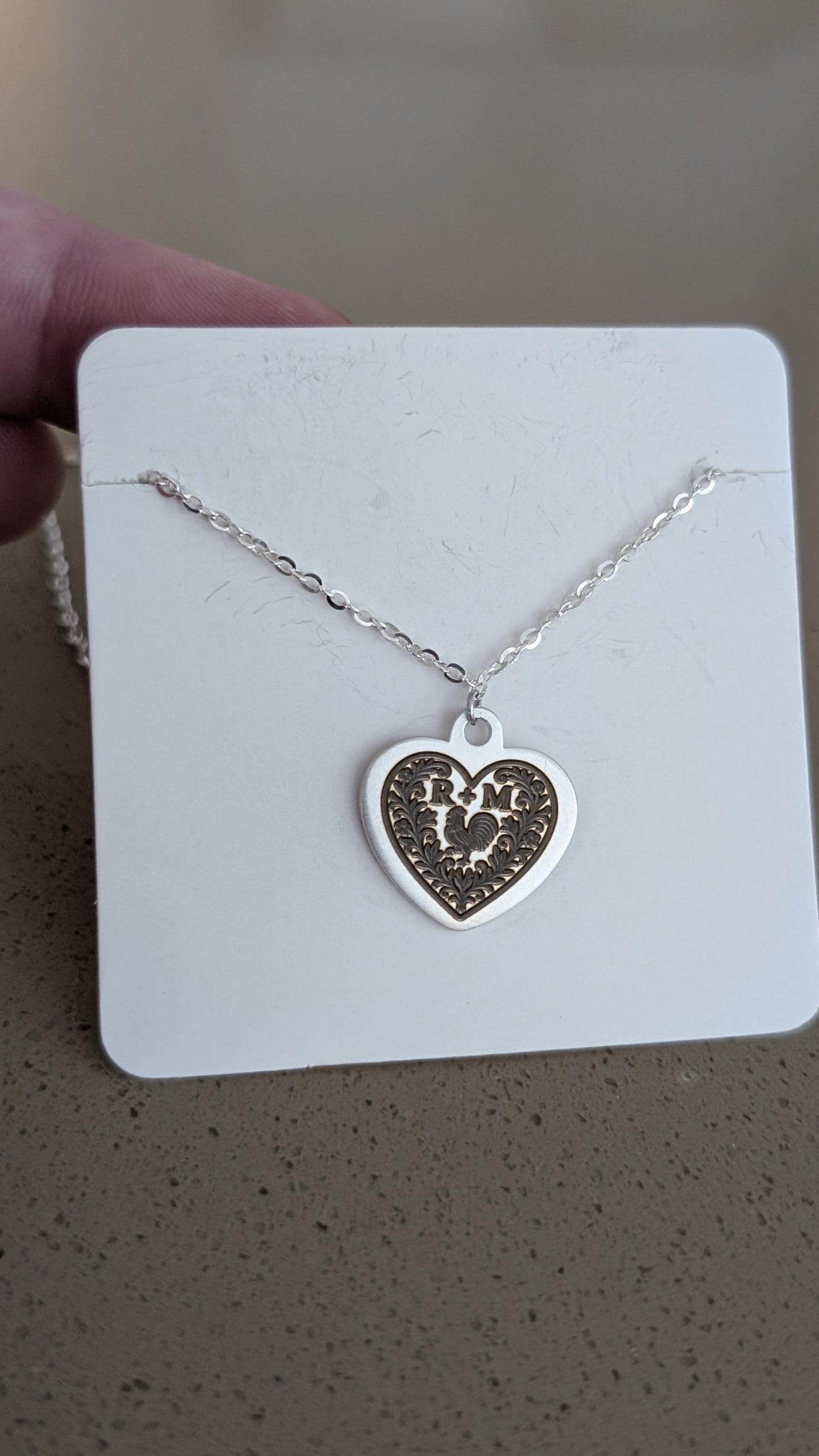 Personalized Silver Heart Necklace
