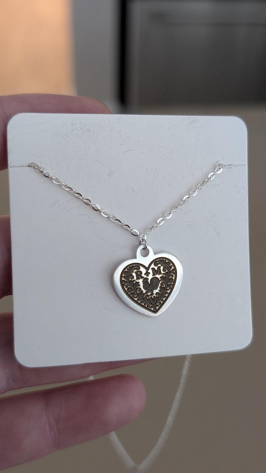 Personalized Silver Heart Necklace