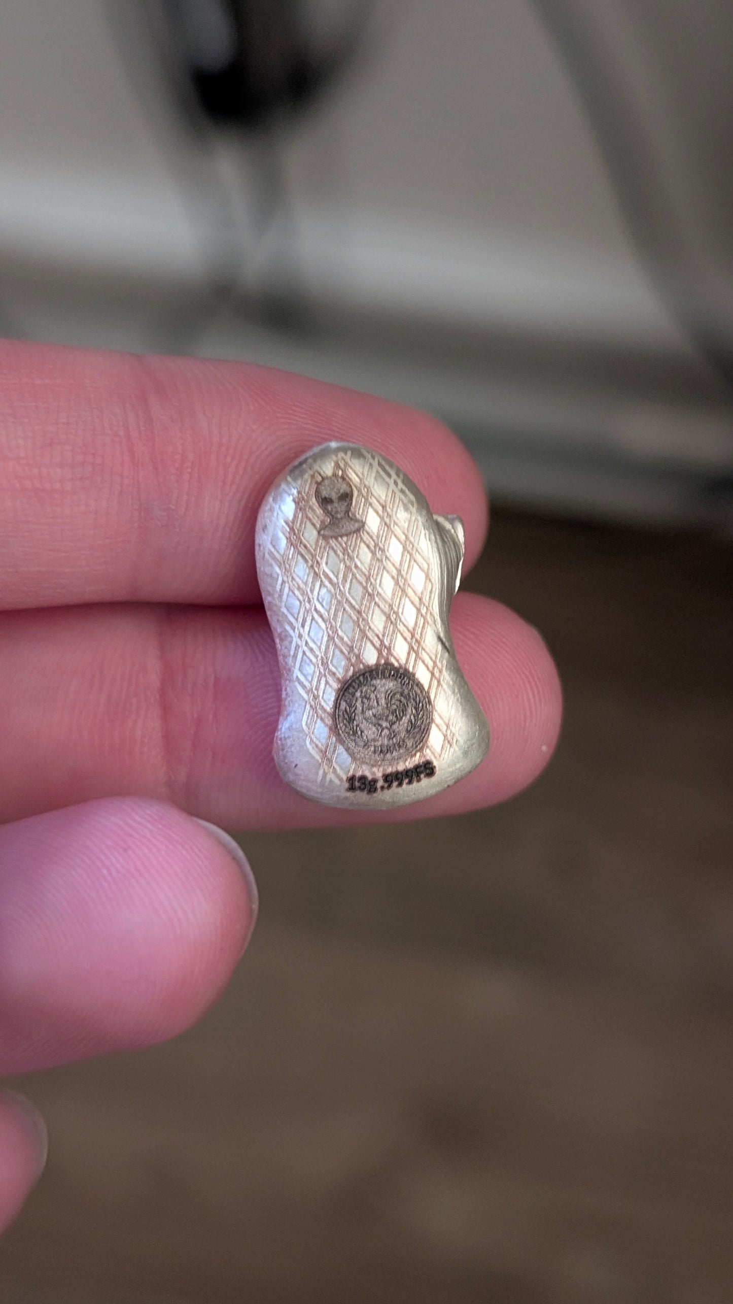 Alien Head .999 Fine Silver Hand Poured Bar