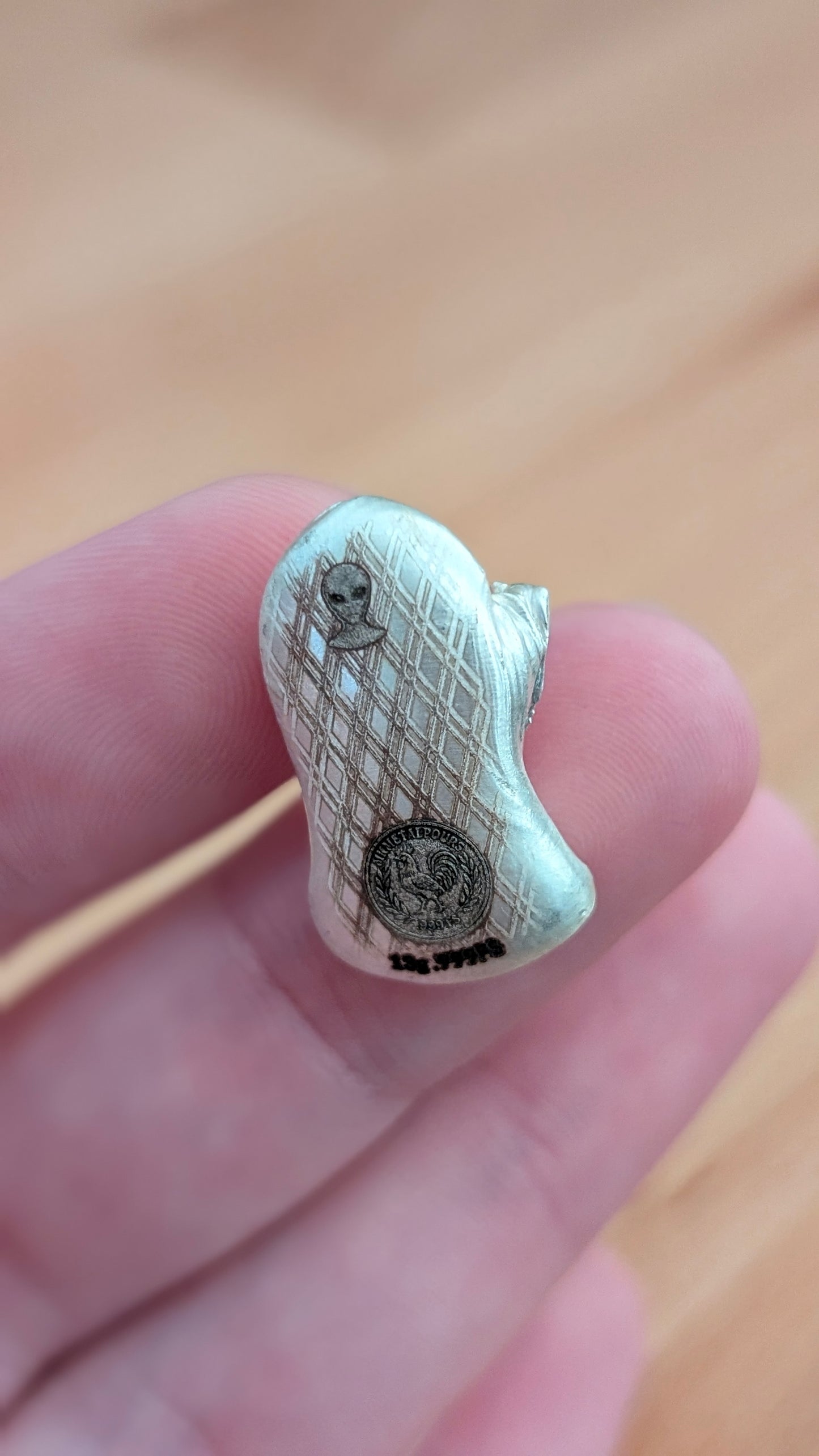 Alien Head .999 Fine Silver Hand Poured Bar